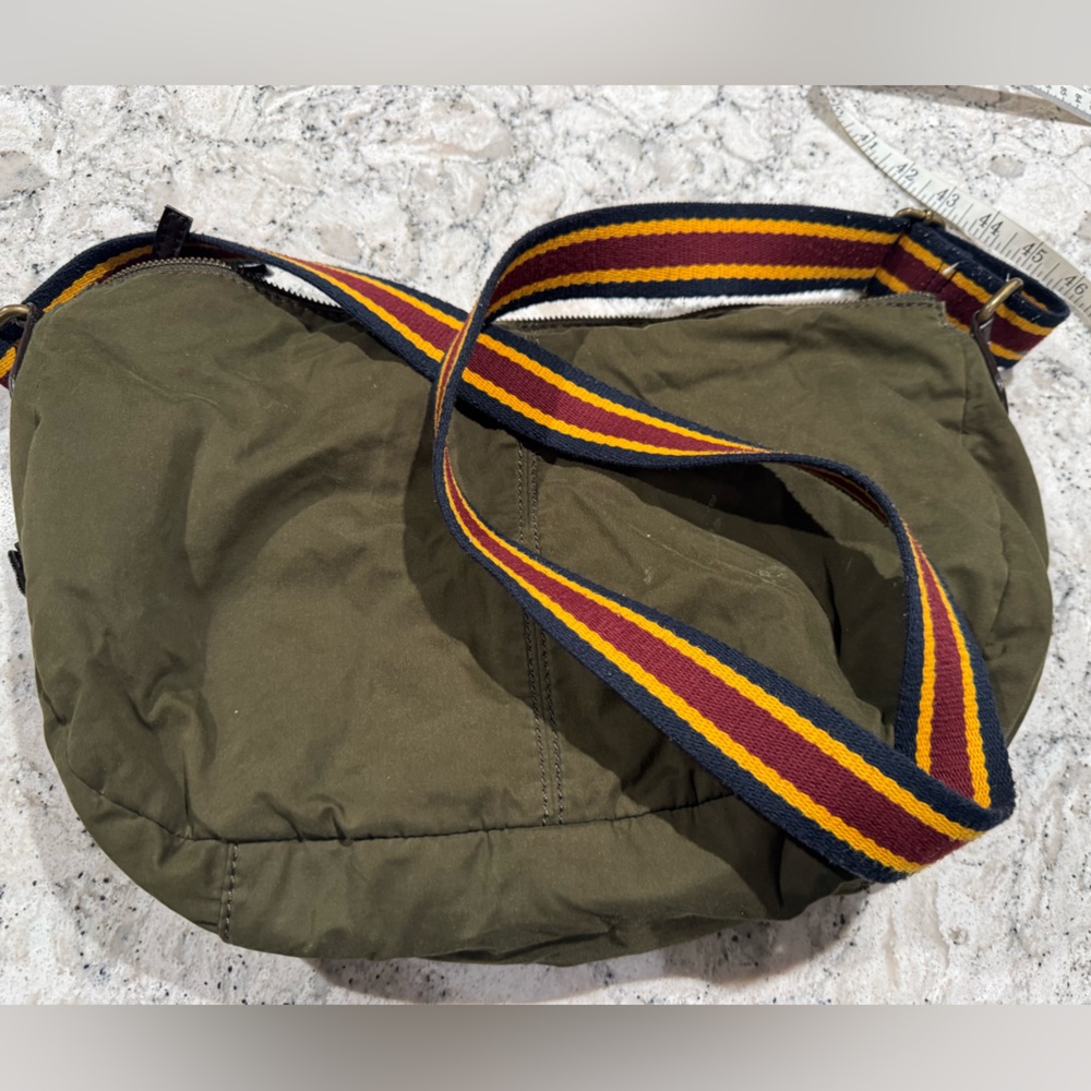 GAP Olive Green Messenger Bag with Multicolor Strap